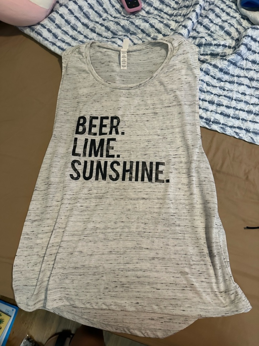 Women's 'Beer. Lime. Sunshine.' Graphic Tank Top - Light Gray